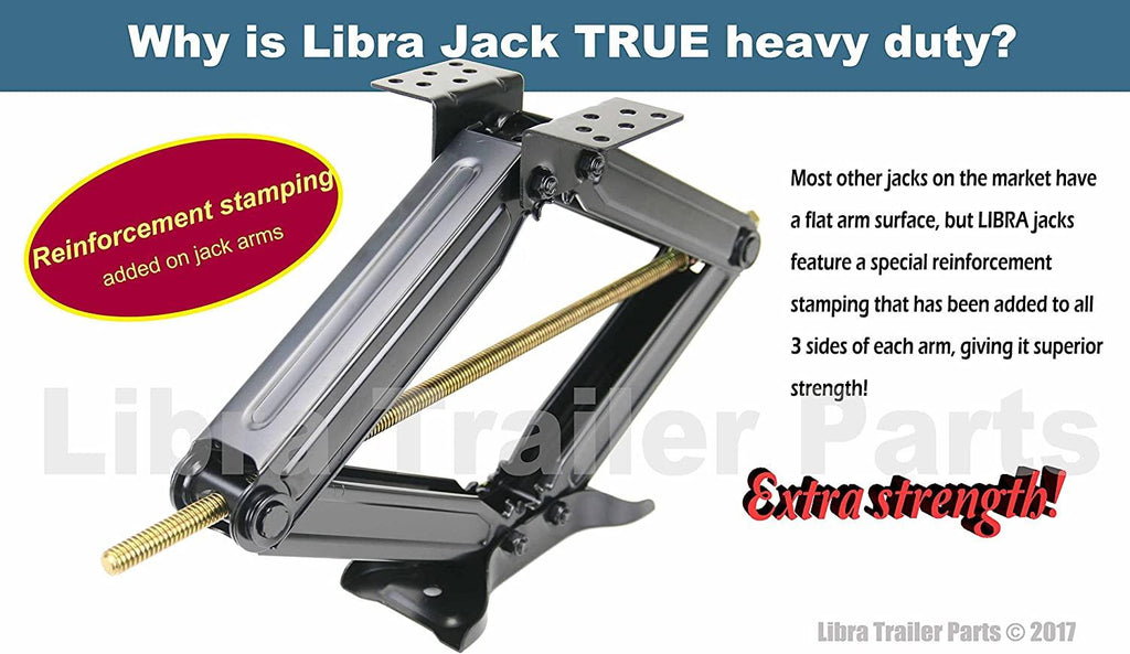 Set 4 Libra 24" 6000lbs RV Trailer Stabilizer Leveling Scissor Jacks w/ Dual Power Drill sockets & mounting Hardware Set