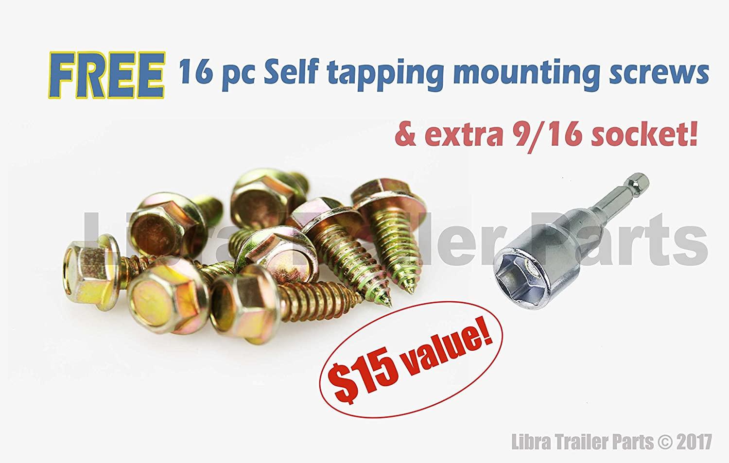 Set 4 Libra 24" 6000lbs RV Trailer Stabilizer Leveling Scissor Jacks w/ Dual Power Drill sockets & mounting Hardware Set
