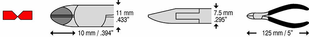 C.K. TOOLS T3779D 115 Mini Bevel, Oval Head ESD Tungsten Carbide Side Cutter