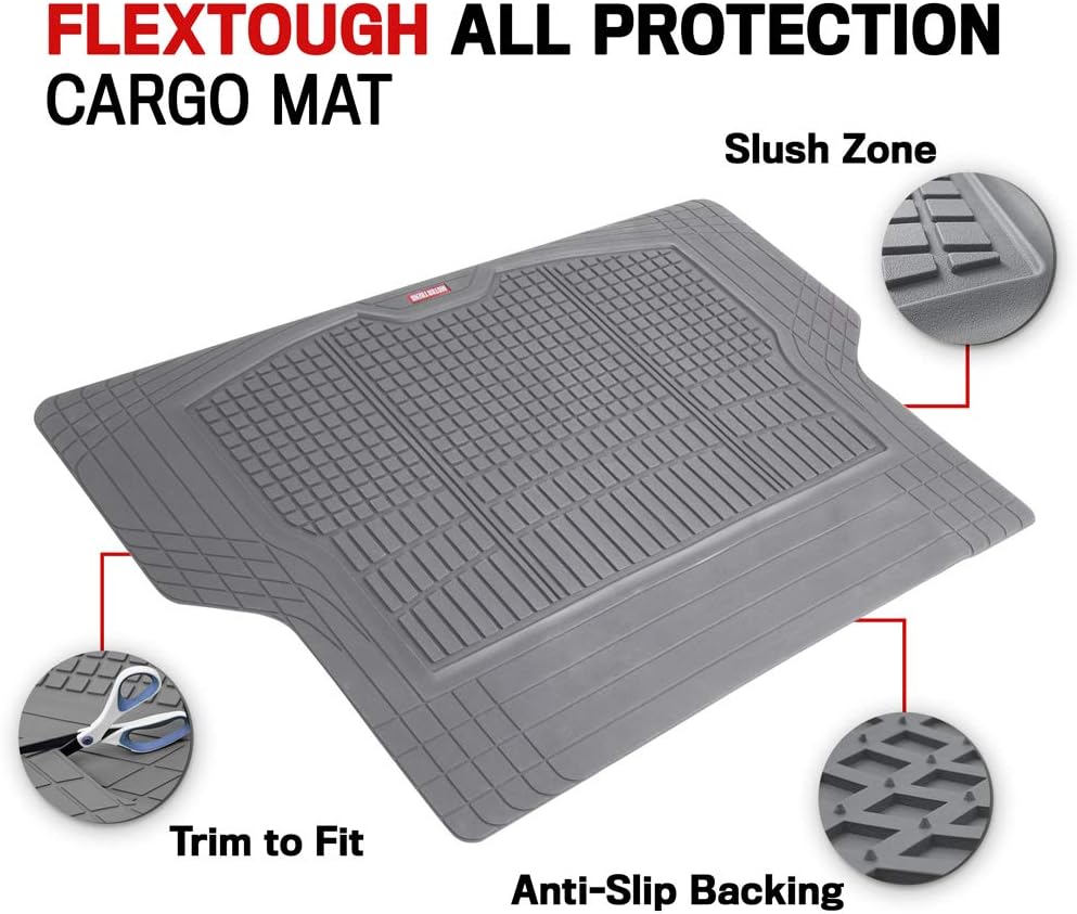 Motor Trend Premium FlexTough All-Protection Cargo Liner Trunk Mat - w/Traction Grips &amp; Fresh , Heavy Duty Trimmable Trunk Liner for Car Truck SUV, Gray, Size: 54" L x 37" W