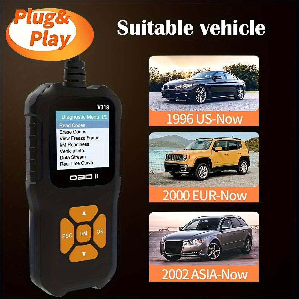 Car OBD2 Scanner Check Engine Light Fault Code Reader Battery VoltaRead Tool For All OBD II Protocol Vehicles Since 1996 Color Screen V318