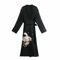 casual embroidery loose long sleeve dress