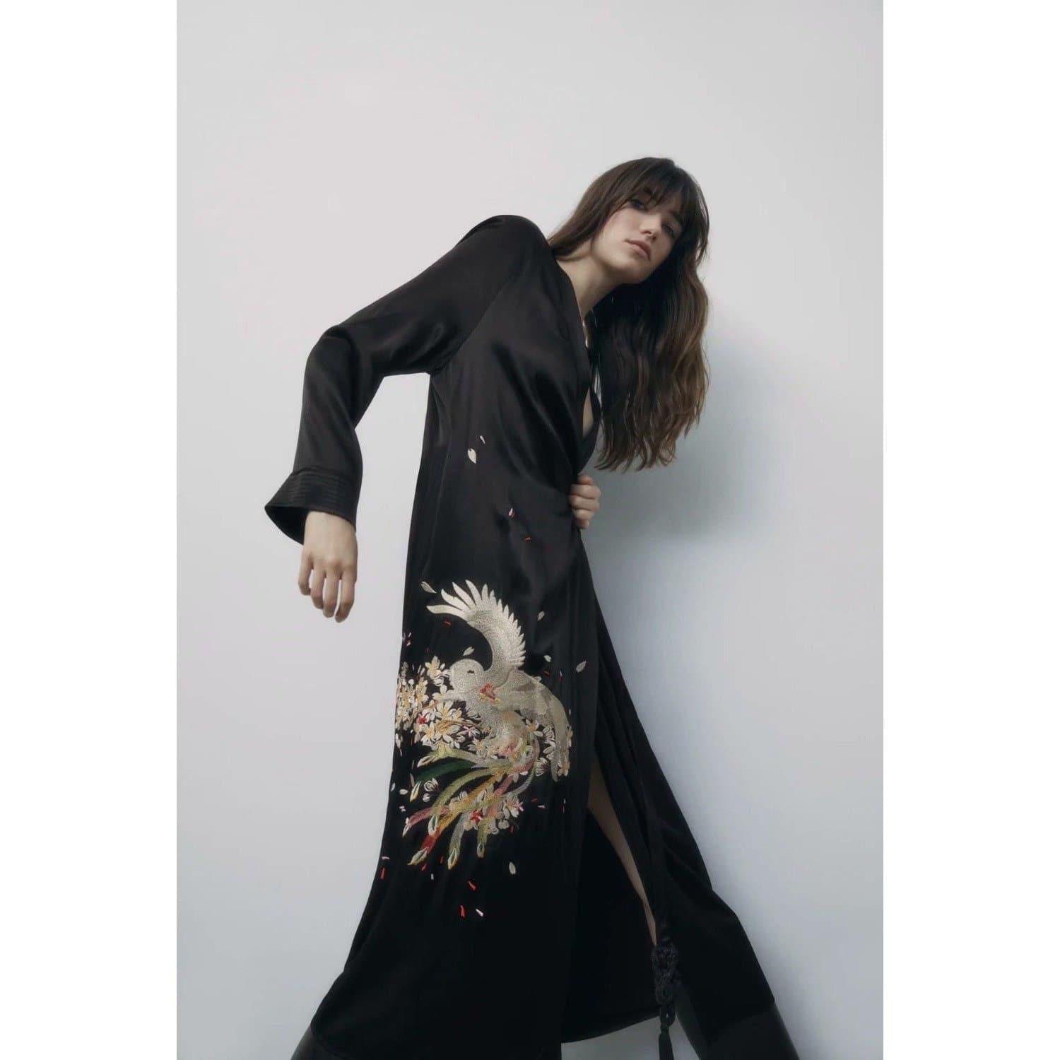 casual embroidery loose long sleeve dress