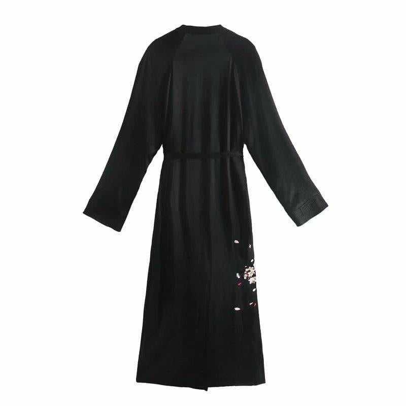casual embroidery loose long sleeve dress