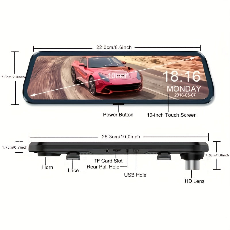 Mirror Camera 1080P For Car Touch Screen Video Recorder Rearview Mirror Dash Cam Front And Rear Camera Mirror DVR