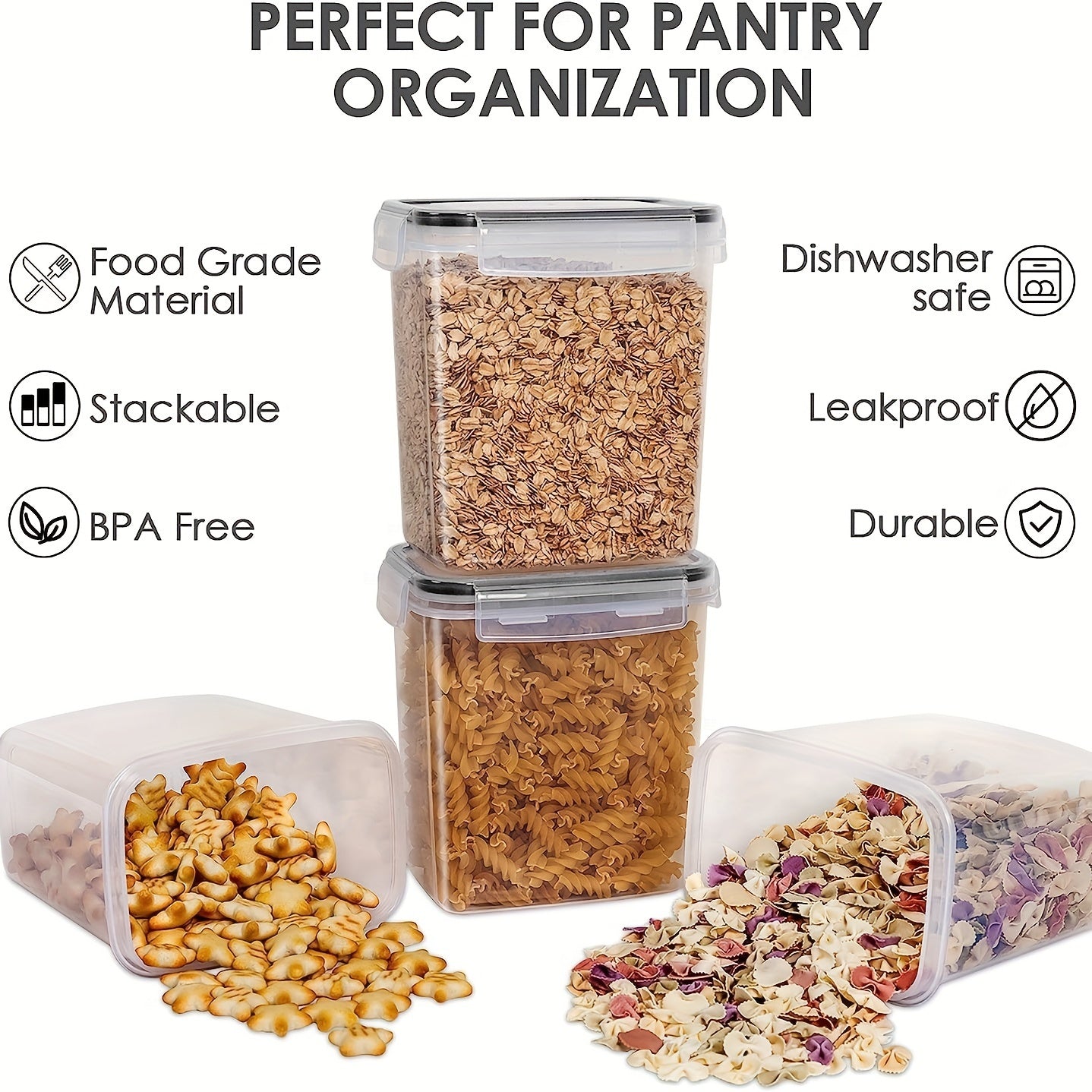 24pcs Airtight Food StoraContainers With Lids, BPA Kitchen StoraContainers For Dry Food, Flour And Sugar, With Lables &amp; Marker Pen
