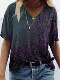 V-neck Printed Loose Short-sleeved Fashion T-shirt