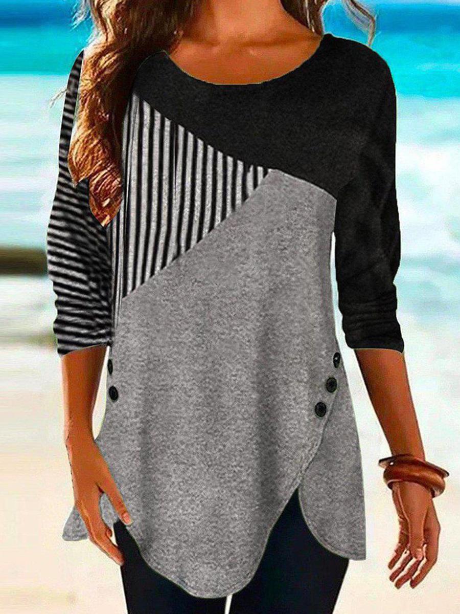 Casual Regular Fit Color Block T-shirt