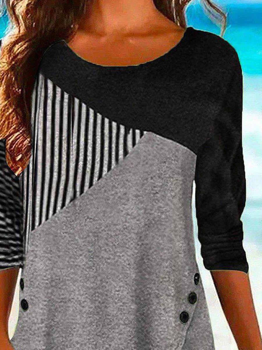 Casual Regular Fit Color Block T-shirt