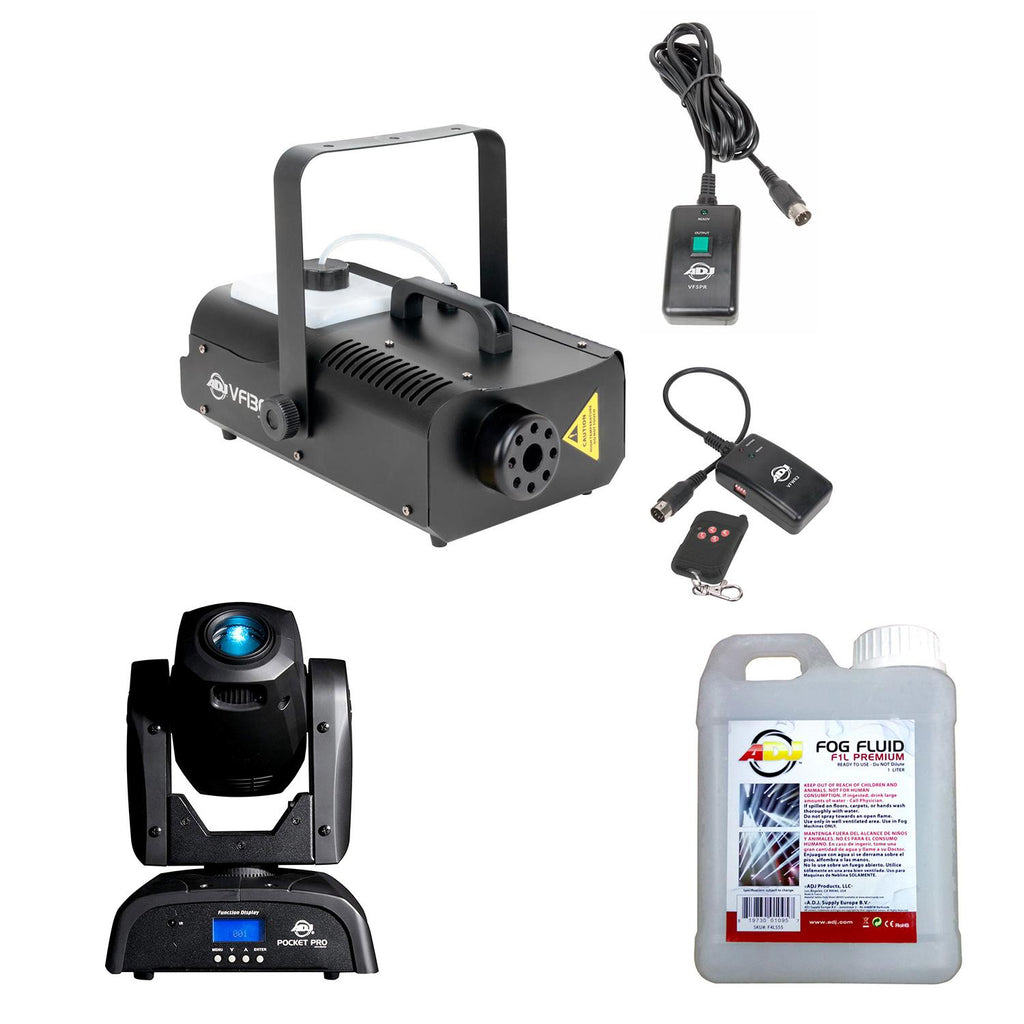 ADJ POCKET PRO 25W Mini Spot Moving Light w/ 7 Colors & Fog Machine & Fog Fluid