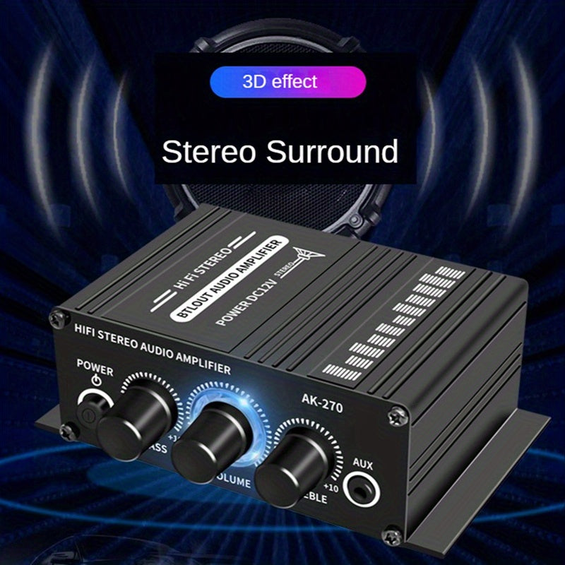 400W Mini Power Amplifier: Get Crystal Clear Audio With 2.0 Stereo Sound For Home/Car Theater System