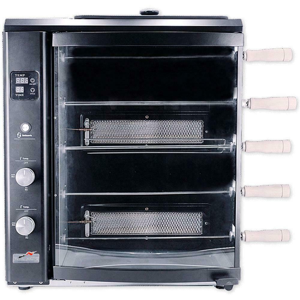 BRAZILIAN FLAME Portable Propane Gas Rotisserie BBQ Grill Single Burner Black