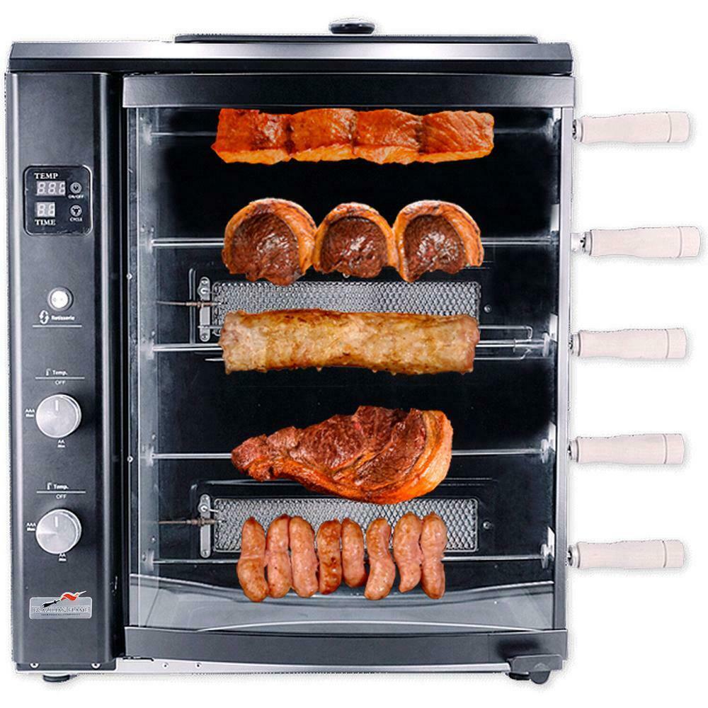 BRAZILIAN FLAME Portable Propane Gas Rotisserie BBQ Grill Single Burner Black