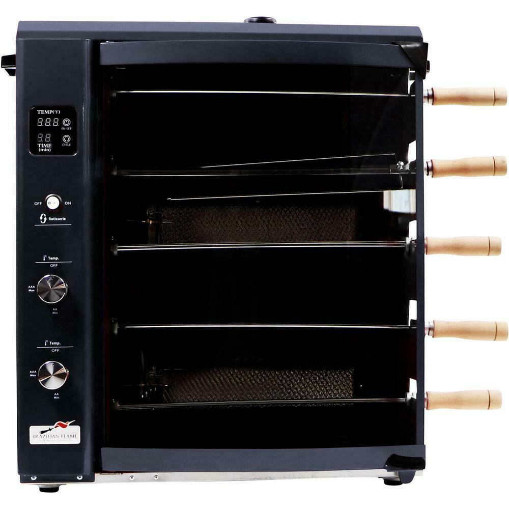 BRAZILIAN FLAME Portable Propane Gas Rotisserie BBQ Grill Single Burner Black