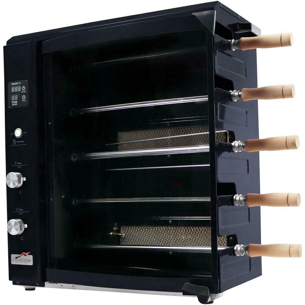 BRAZILIAN FLAME Portable Propane Gas Rotisserie BBQ Grill Single Burner Black