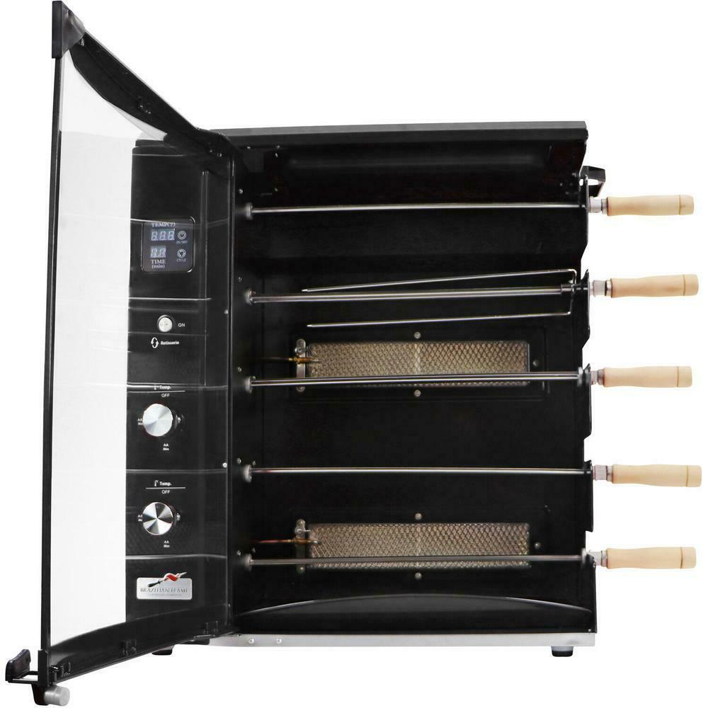 BRAZILIAN FLAME Portable Propane Gas Rotisserie BBQ Grill Single Burner Black
