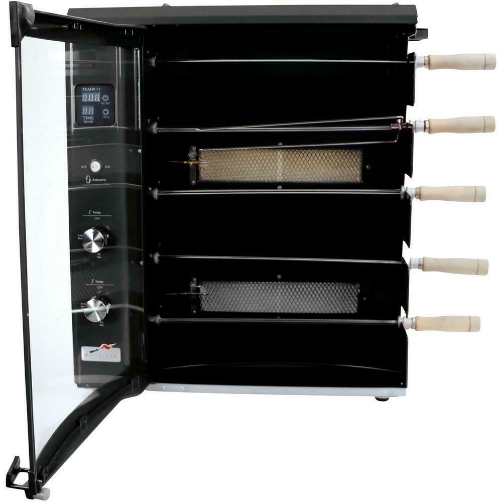 BRAZILIAN FLAME Portable Propane Gas Rotisserie BBQ Grill Single Burner Black