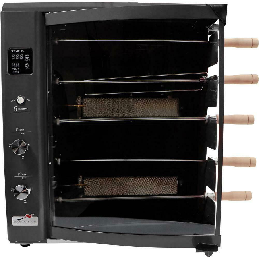 BRAZILIAN FLAME Portable Propane Gas Rotisserie BBQ Grill Single Burner Black