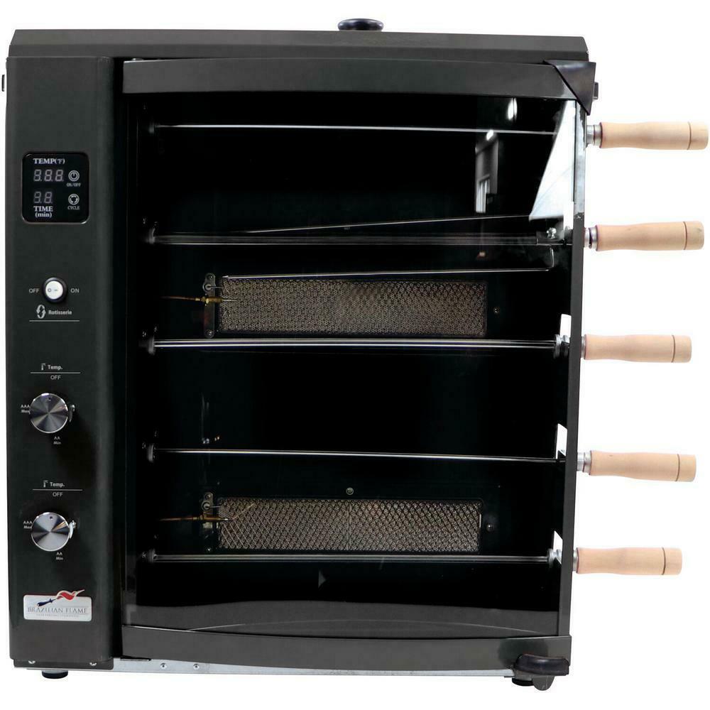 BRAZILIAN FLAME Portable Propane Gas Rotisserie BBQ Grill Single Burner Black