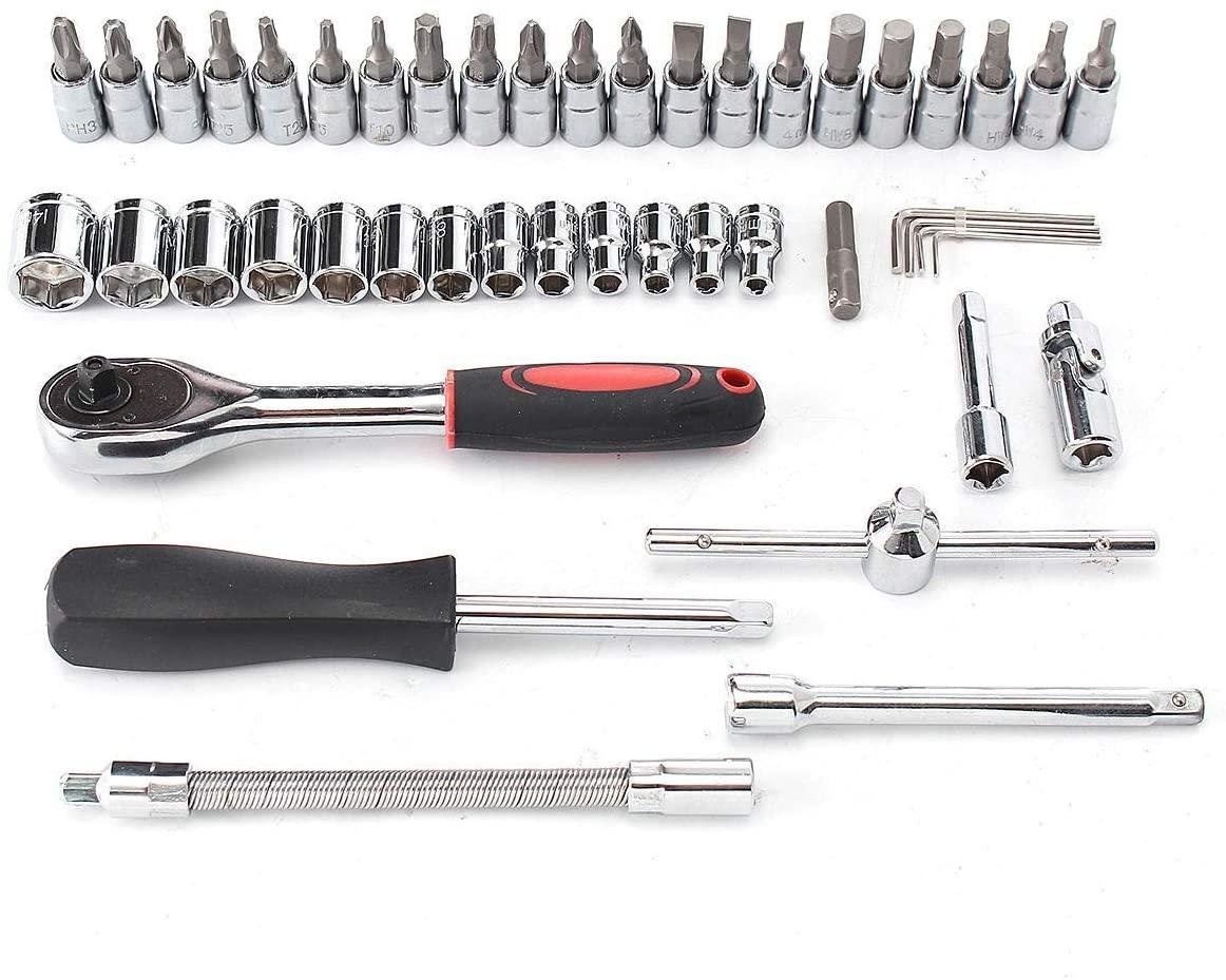 Tool Hand Tools 46Pcs Drive Heavy Duty Telescopic Shaft Ratchet Handle Socket Wrench Spanner Set Bike