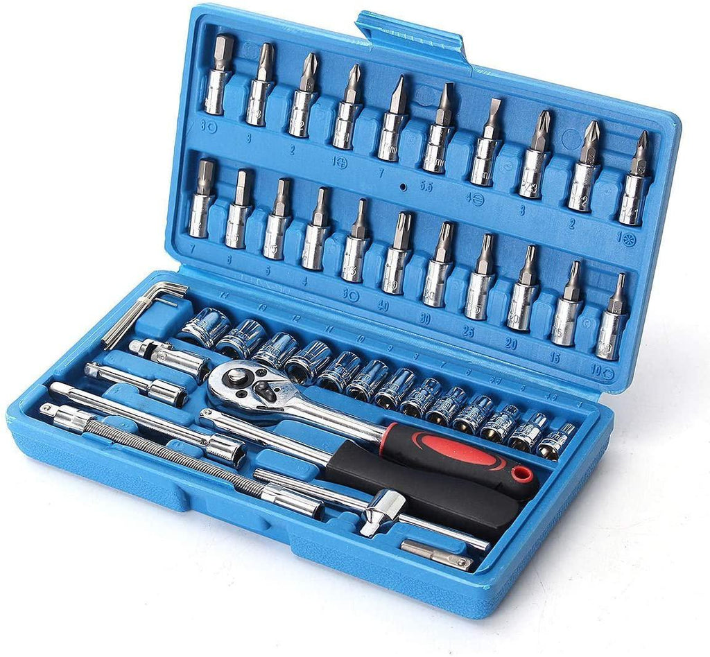 Peixiang Sturdy Wrench 46Pcs Drive Heavy Duty Telescopic Shaft Ratchet Handle Socket Wrench Spanner Set Repair Tools Safety