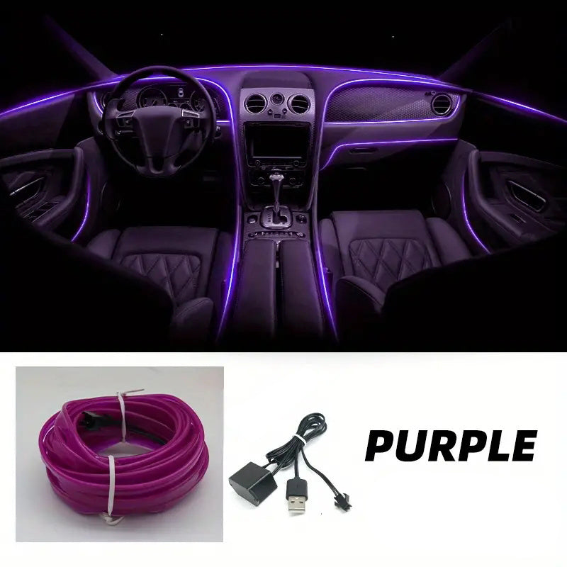 196.85inchCar Environment El Wire LED USB Flexible Neon Interior Lights Assembly RGB Light For Automotive Decoration Lighting Accessories