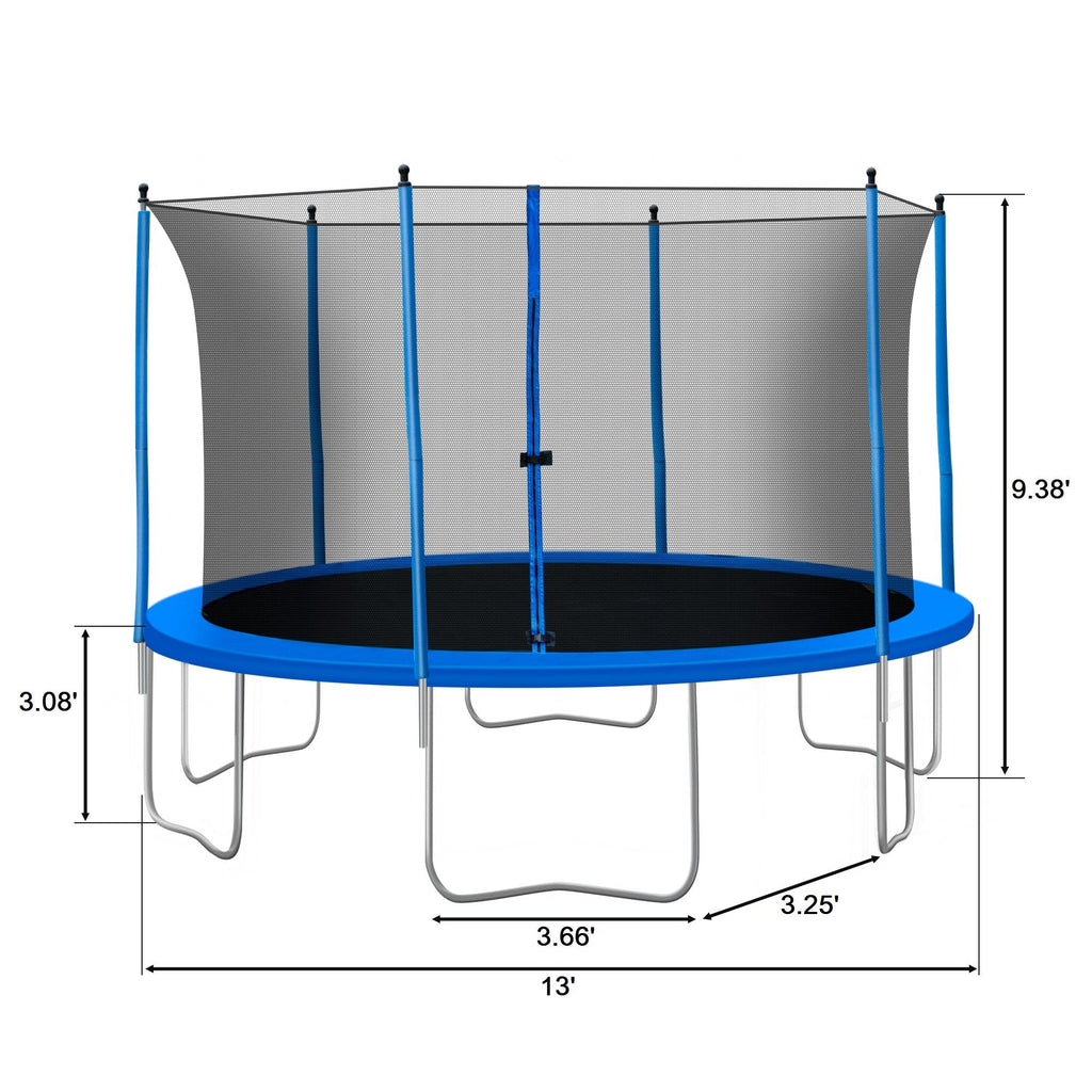 Trampoline with Enclosure Net, Outdoor Patio Fitness Kids Trampoline with Spring Cover Padding, 330lbs Round Trampoline with 6 Heavy Steel Legs, Recreational Trampoline for Backyard Park Patio, S1557