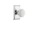Studio Plate Double Dummy Waldorf White Milk Glass Knob in Bright Chrome