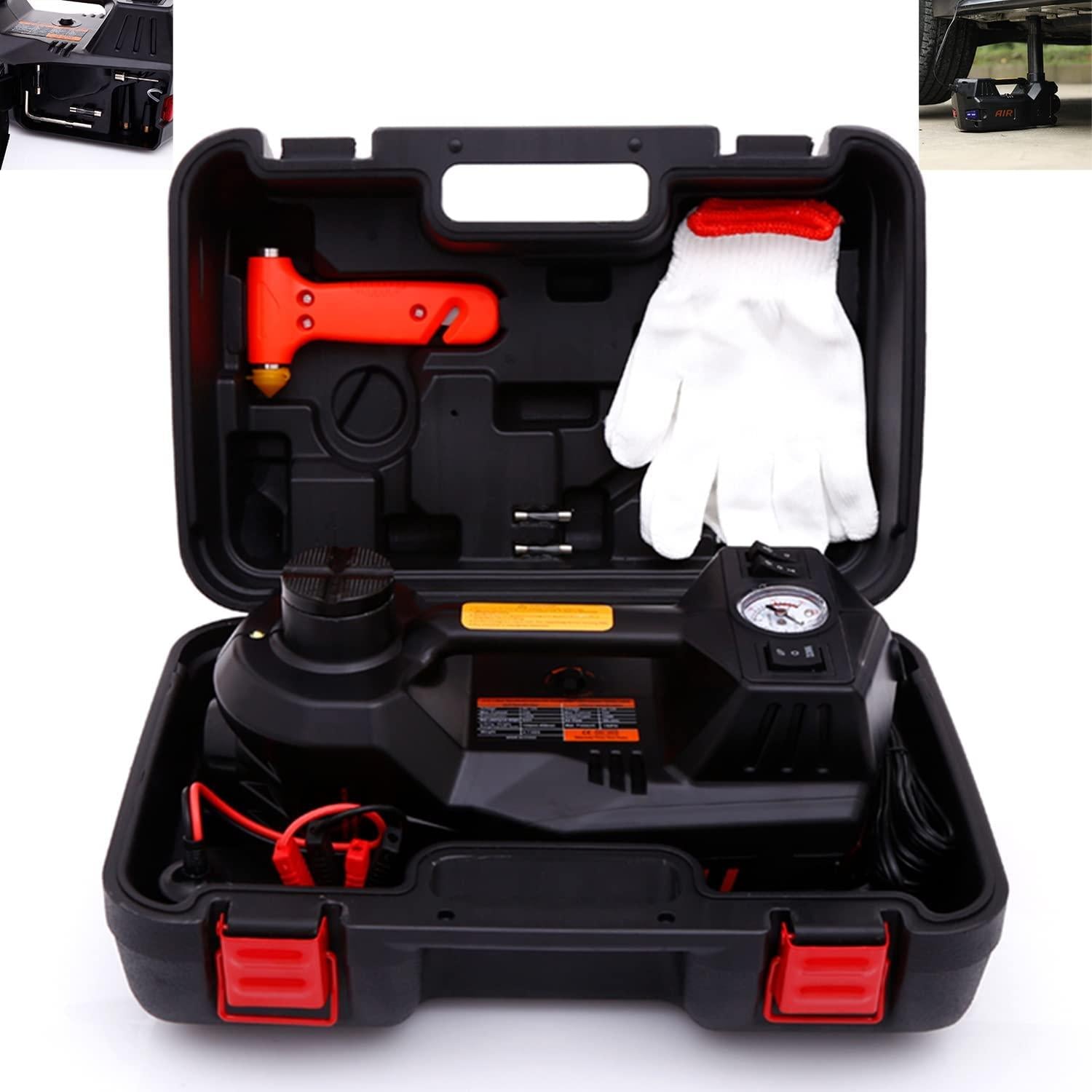 Mautyke Hydraulic Car Jack Kit - 5 Ton Vehicle Car Lift with Integrated Air Pump 4 in 1 Vehicle Truck Trailer Floor Jack Stand Emergency First Aid Tire Repair Tool Kit