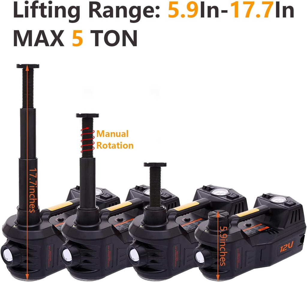 Mautyke Hydraulic Car Jack Kit - 5 Ton Vehicle Car Lift with Integrated Air Pump 4 in 1 Vehicle Truck Trailer Floor Jack Stand Emergency First Aid Tire Repair Tool Kit