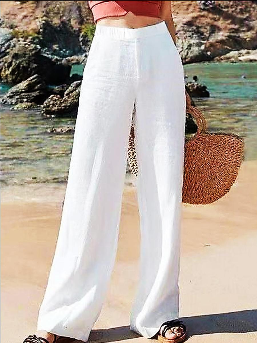 Casual Cotton And Linen Wide-Leg Pants