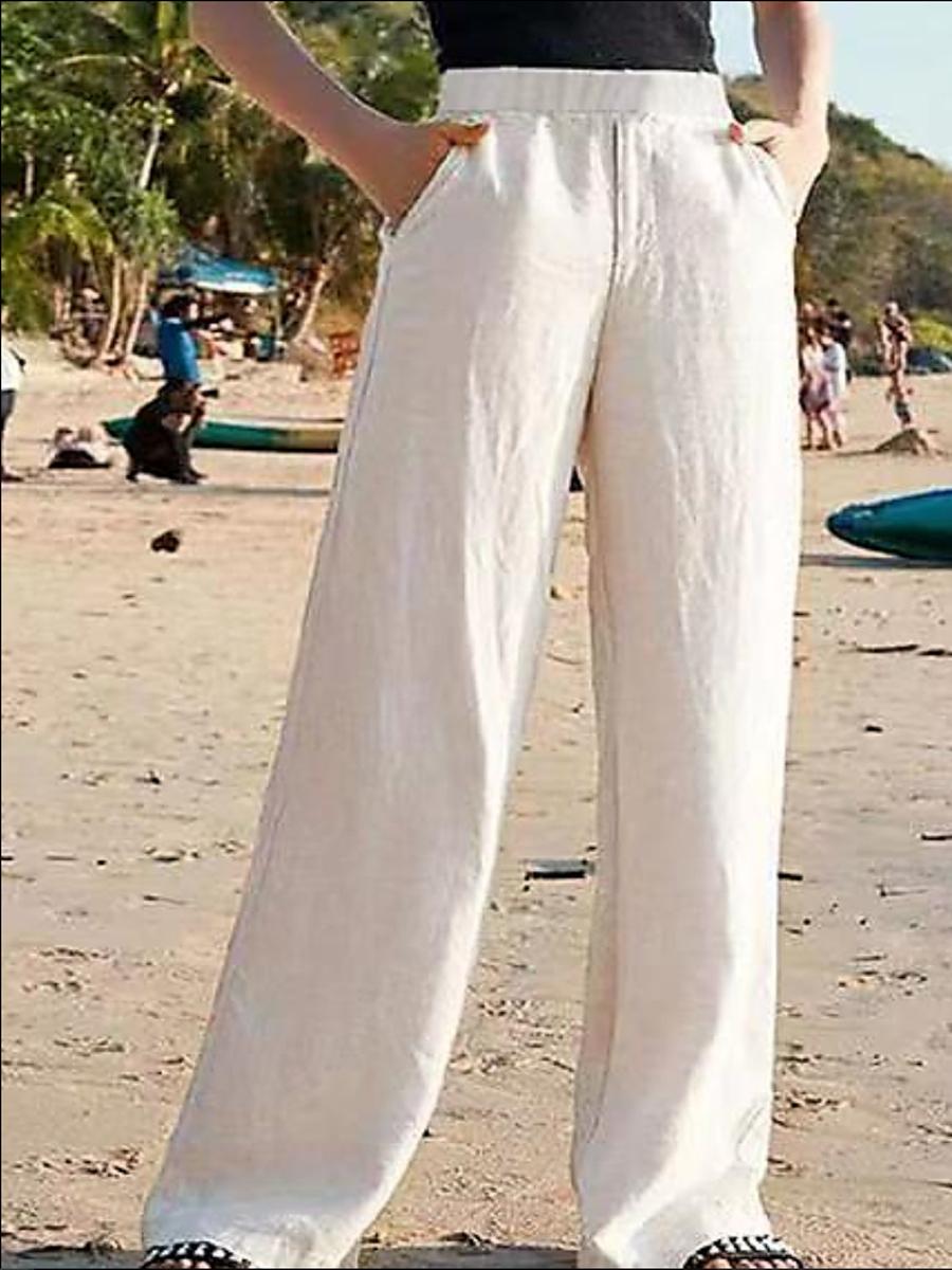 Casual Cotton And Linen Wide-Leg Pants