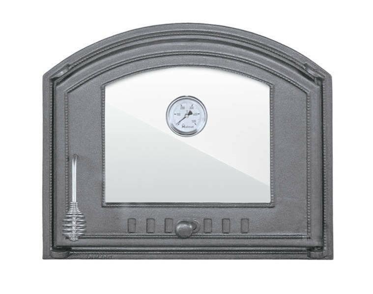 Cast Iron pizza oven door with glass and therm. | bread oven doors | 485x410mm