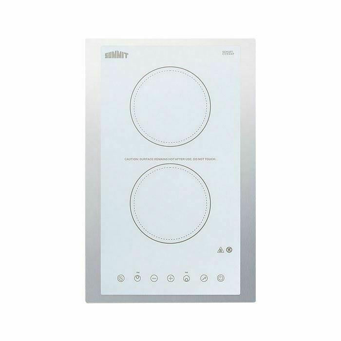 Summit CR2B15T1BTK15 2-Burner Cooktop in White - 115V