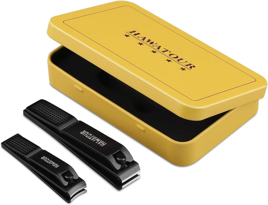 Nail Clippers Set, Ultra Sharp Sturdy Fingernail and Toenail Clipper Cutters with Visibly Tin Case by HAWATOUR