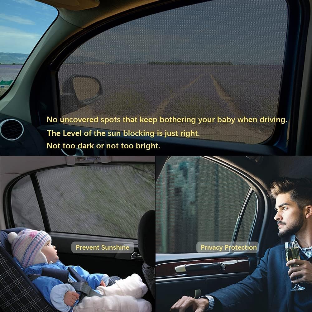 GOLDFLOWER Car Window Shade, 2 Pack Car Back Window Sun Shade, and Privacy Protect for Toddler Kids Baby Adult, Double Layer  (Large 49"x22")