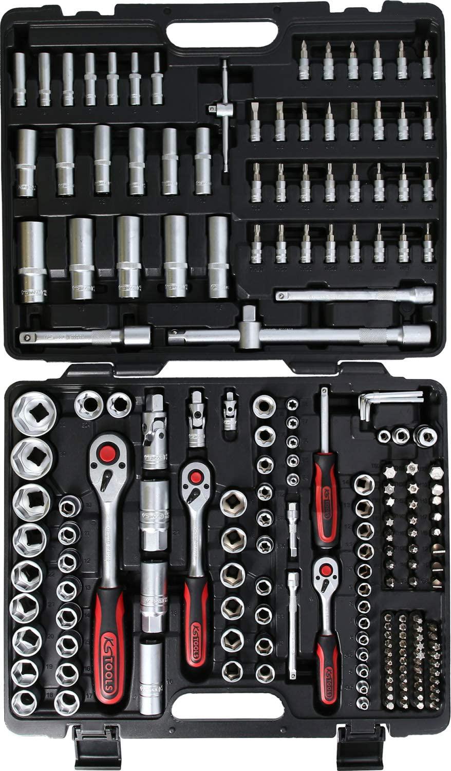 KS TOOLS 917.0795 Socket Set, 195 pcs incl. fine gearing reversible ratchet 1/4" + 3/8" + 1/2"
