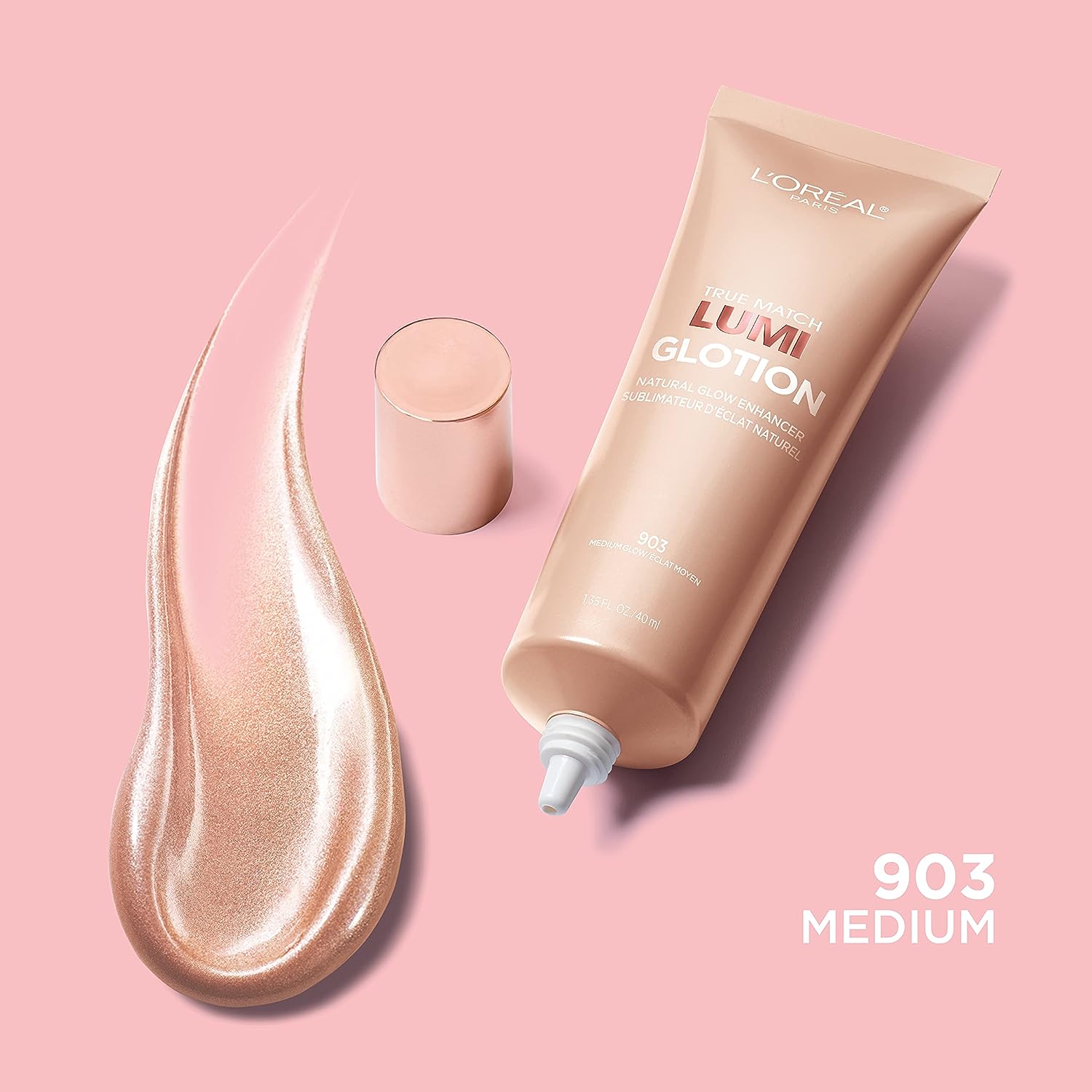 L'Oreal Paris Revitalift 1.5% Pure Hyaluronic Acid Face Serum 1.0 oz + True Match Lumi Glotion Natural Glow Enhancer Lotion, Medium 1.35 fl. oz, 1 kit