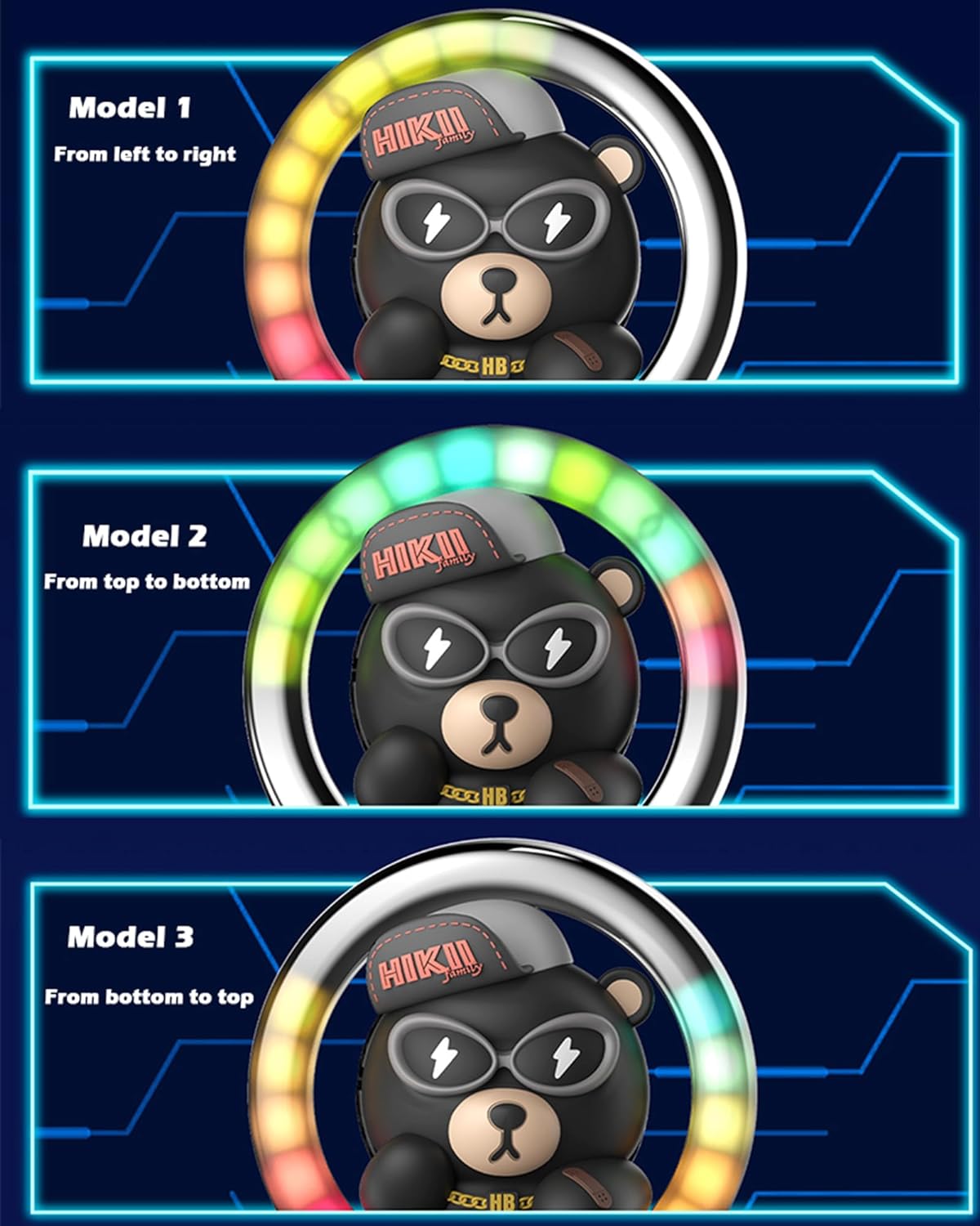 Cacacece Car Air Fresheners Cute Bear Car Voice-Activated Rhythm LED Light Automotive Air Outlet Creative Perfume Aromatherapy Decoration Accessories Air Fresheners for Cars