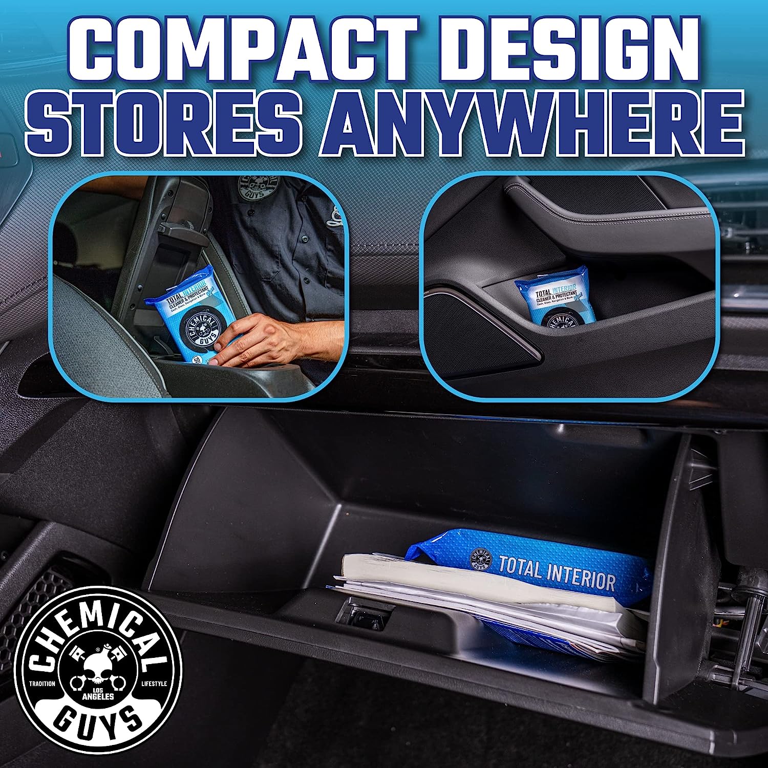 Chemical Guys PMWSPI22050 Total Interior Cleaner &amp; Protectant Wipes Mega 50 Pack, Safe for Cars, Trucks, SUVs, Jeeps, Motorcycles, RVs &amp; More ( 50 Ct)