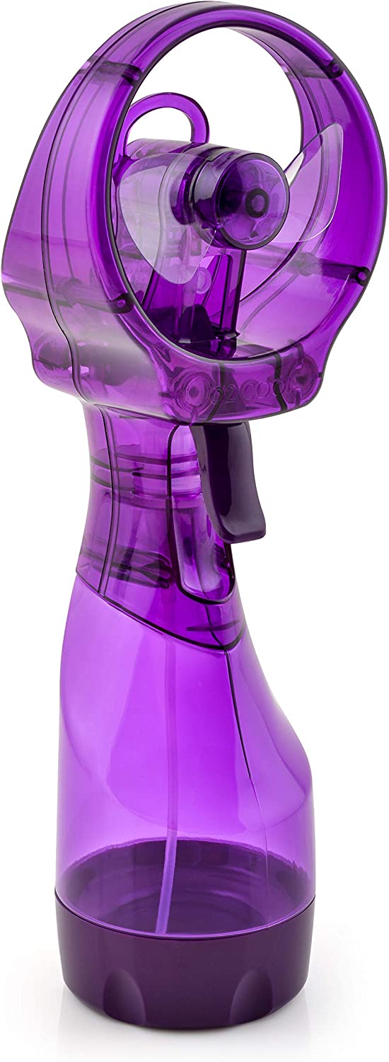 O2COOL Deluxe Handheld Battery Powered Water Misting Fan (Purple)