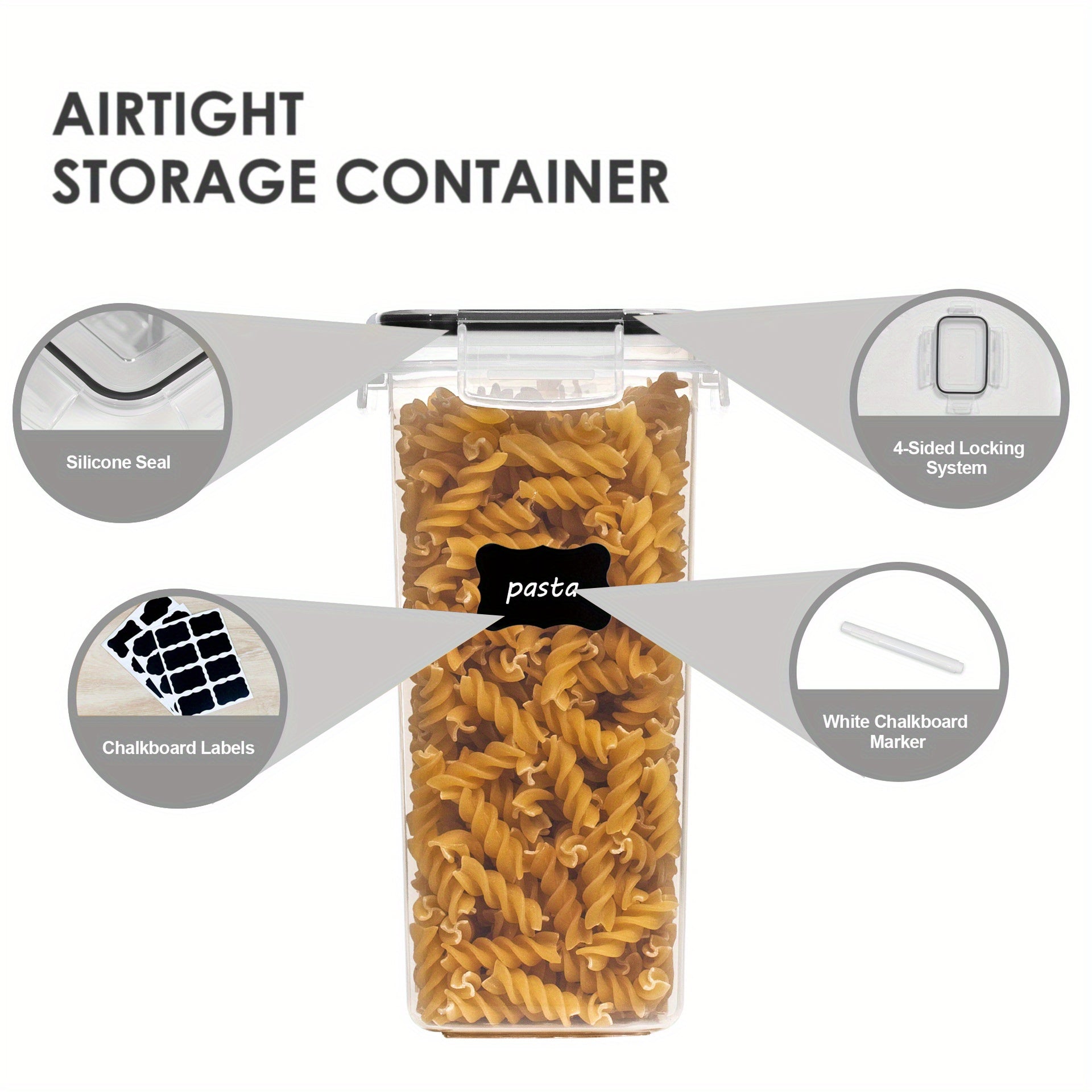 6/12pcs Airtight Food StoraContainers W/Lids,BPA Plastic Dry Food Canisters For Kitchen Pantry Organization And Storage,Dishwasher Safe
