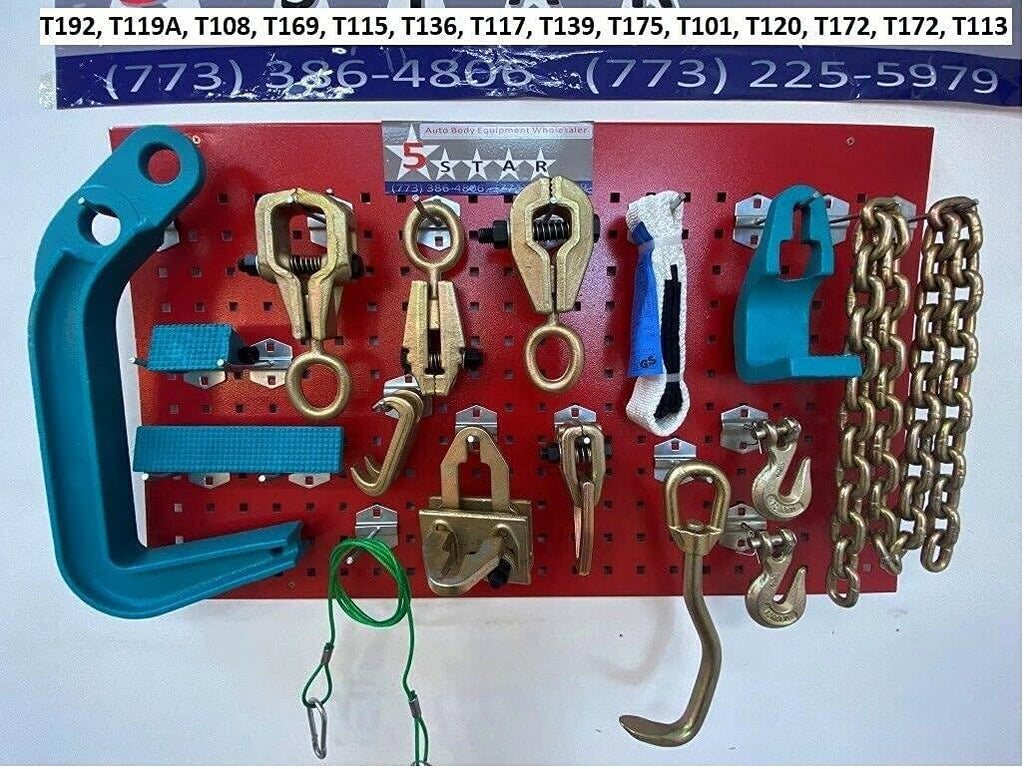 5 Star 16 Piece Heavy Duty AUTO Body Frame Machine Pulling Tools and Clamps Set