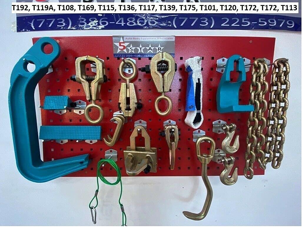 5 Star 16 Piece Heavy Duty AUTO Body Frame Machine Pulling Tools and Clamps Set