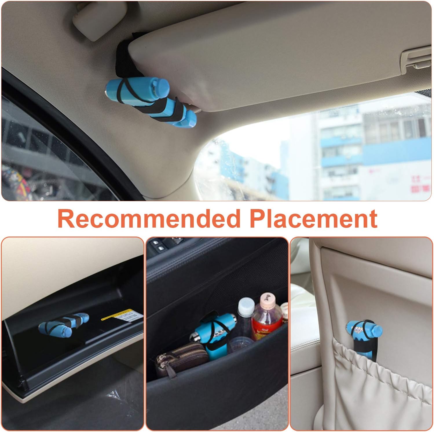 THINKWORK Car Safety Hammer for Teen Boy and Men's Gifts, Blue Three-in-One Emergency Escape Tool with Window Breaker and Seat Belt Cutter, Safety Emergency Car Escape Tool for Family and Children.