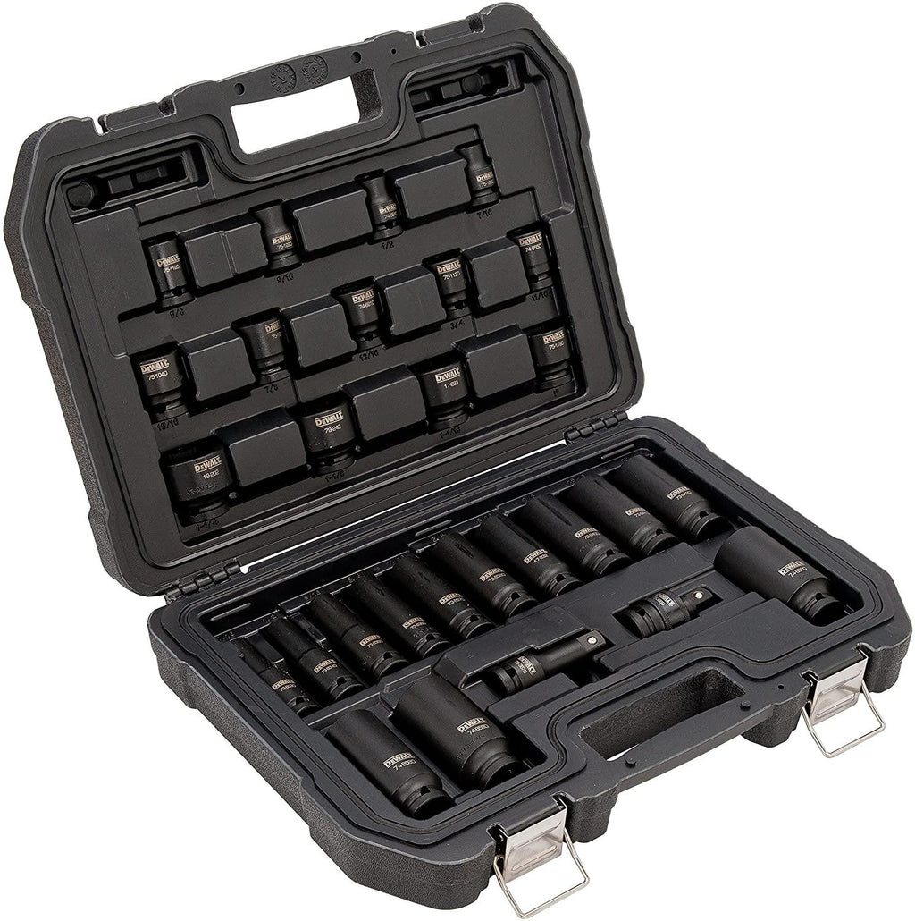 DEWALT Impact Socket Set, SAE, Combination Set, 1/2-Inch Drive, 28-Piece (DWMT19244)