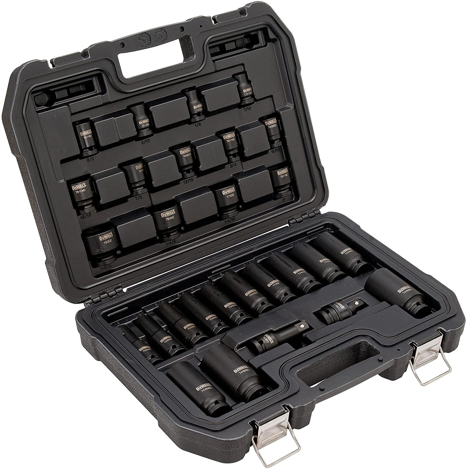 DEWALT Impact Socket Set, SAE, Combination Set, 1/2-Inch Drive, 28-Piece (DWMT19244)