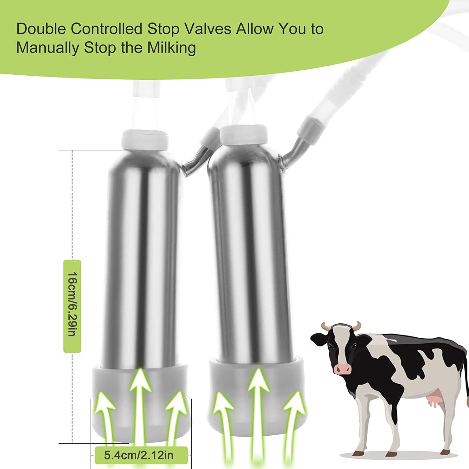 ARTYUIO 14L Cow MilMachine Automatic Pulsation Vacuum Pump Milker for Cows MilSupplies, w  Steel Bucket