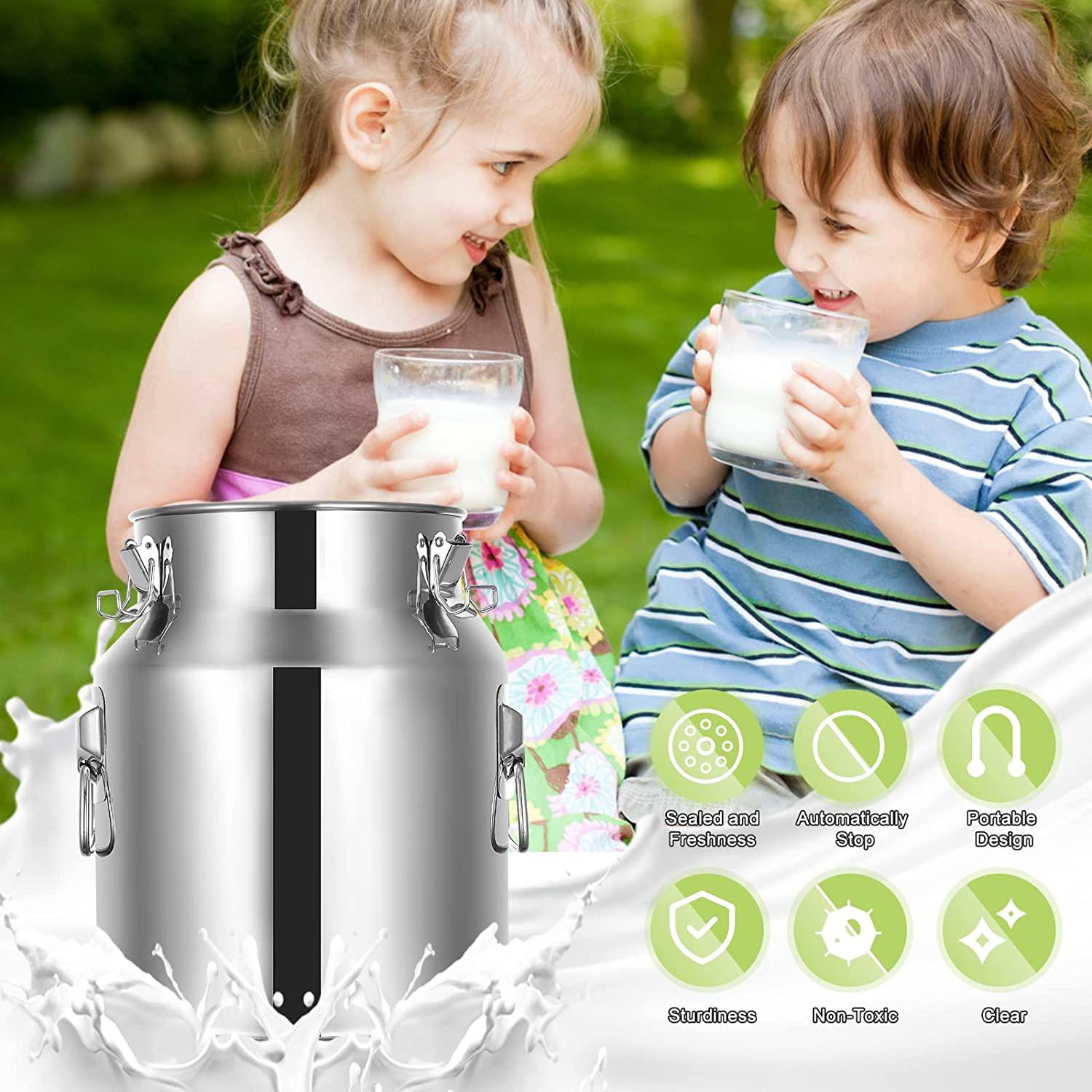 ARTYUIO 14L Cow MilMachine Automatic Pulsation Vacuum Pump Milker for Cows MilSupplies, w  Steel Bucket