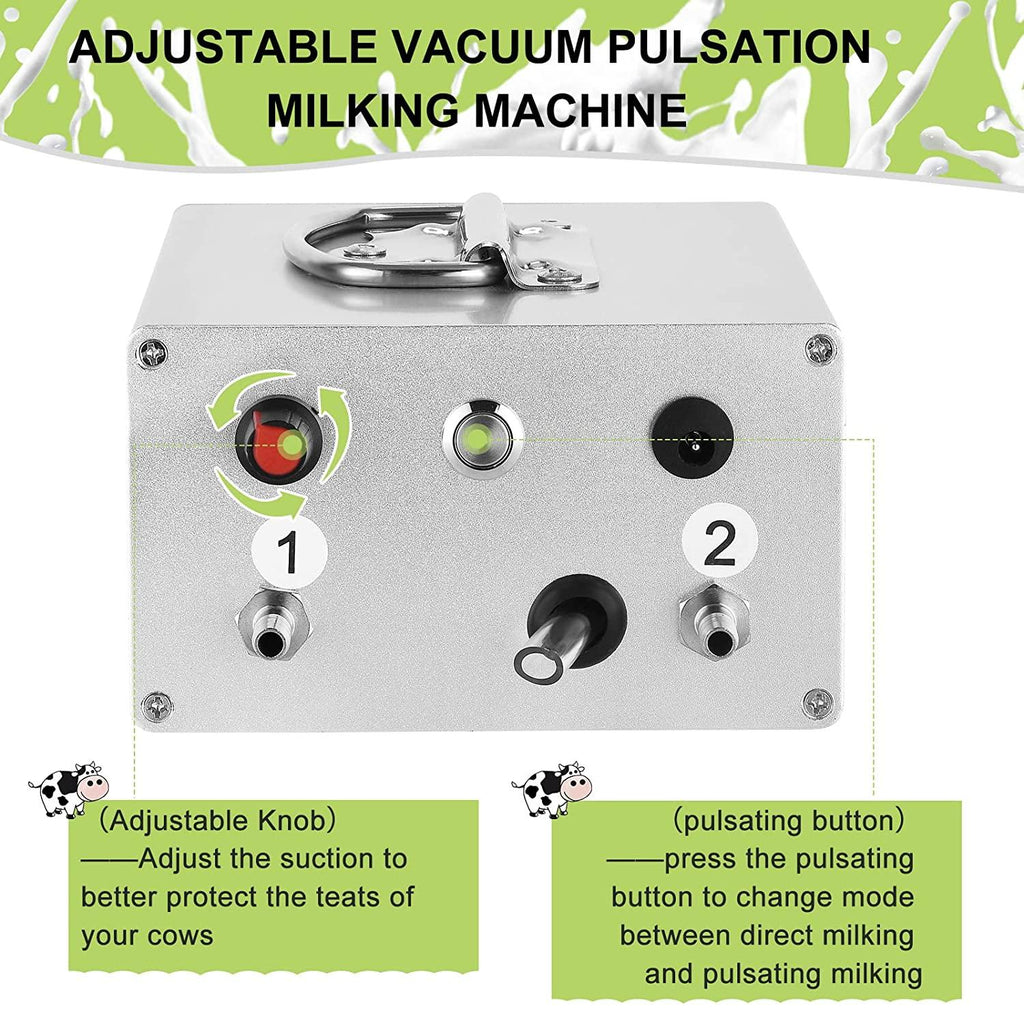 ARTYUIO 14L Cow MilMachine Automatic Pulsation Vacuum Pump Milker for Cows MilSupplies, w  Steel Bucket